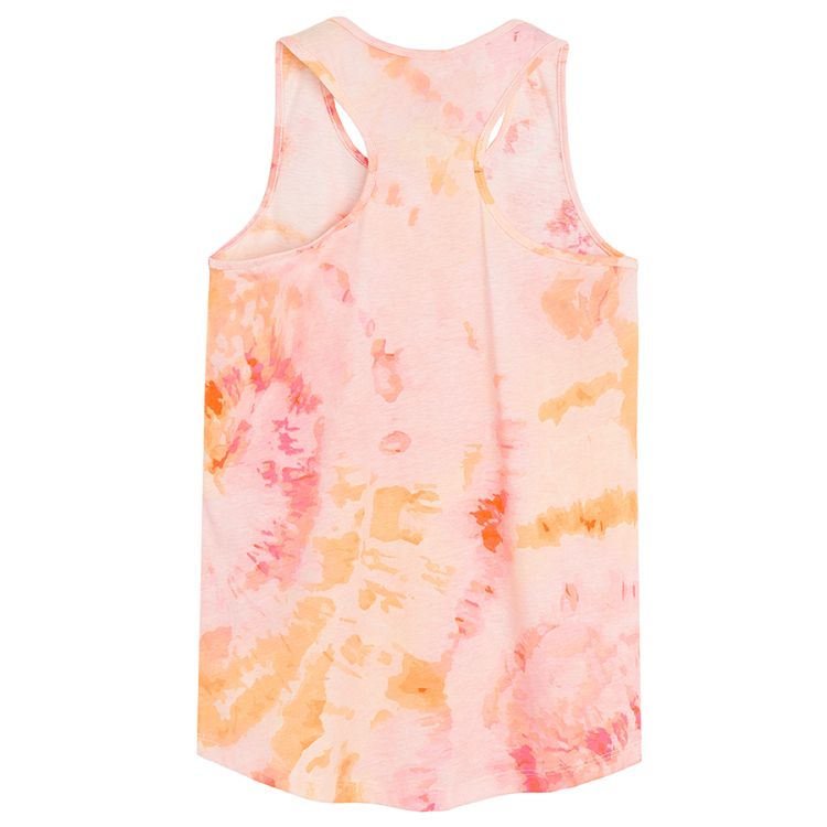 Orange tie dye sleeveless T-shirt