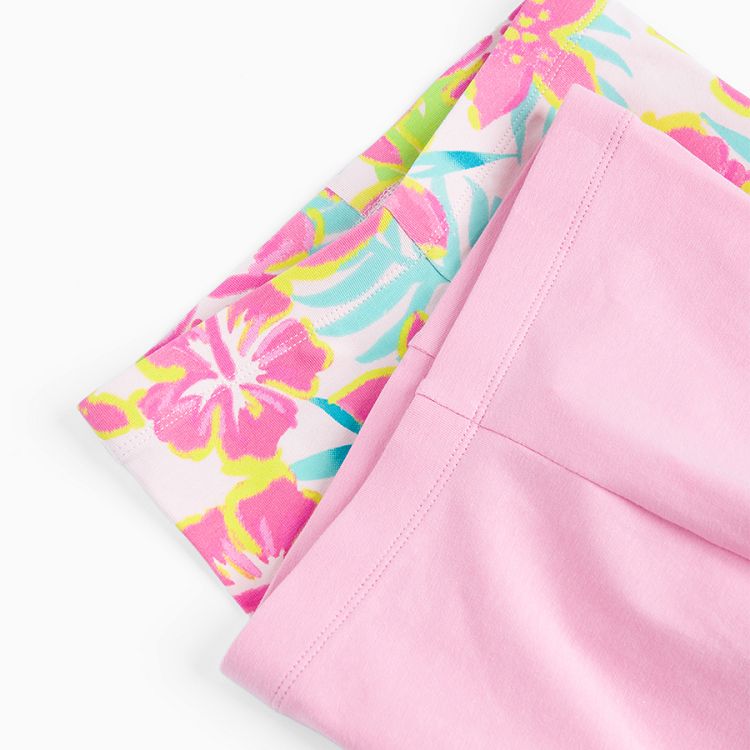 Pink and floral leggings- 2 pack