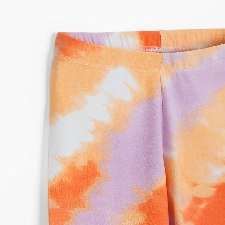 Orange, purple tie dye leggings