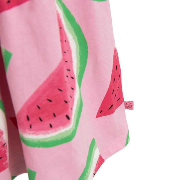 Pink sleeveless dress with watermelons print