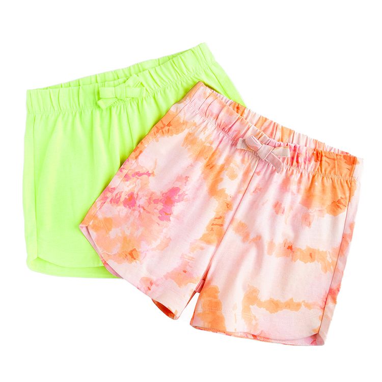 Lime and orange tie dye shorts- 2 pack