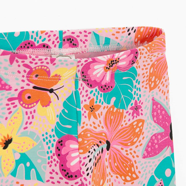 Pink floral with butterflies print