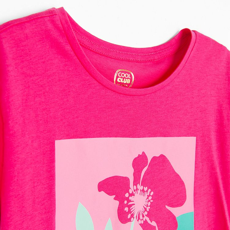 Fuchsia T-shirt with Welcome to my sunshine state of mind print