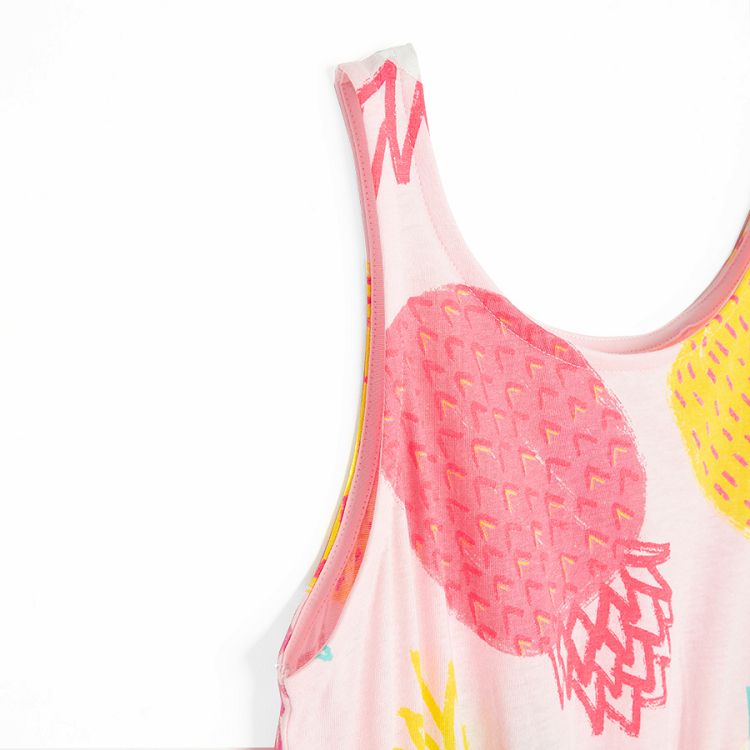 Sleeveless dress with pineapples print