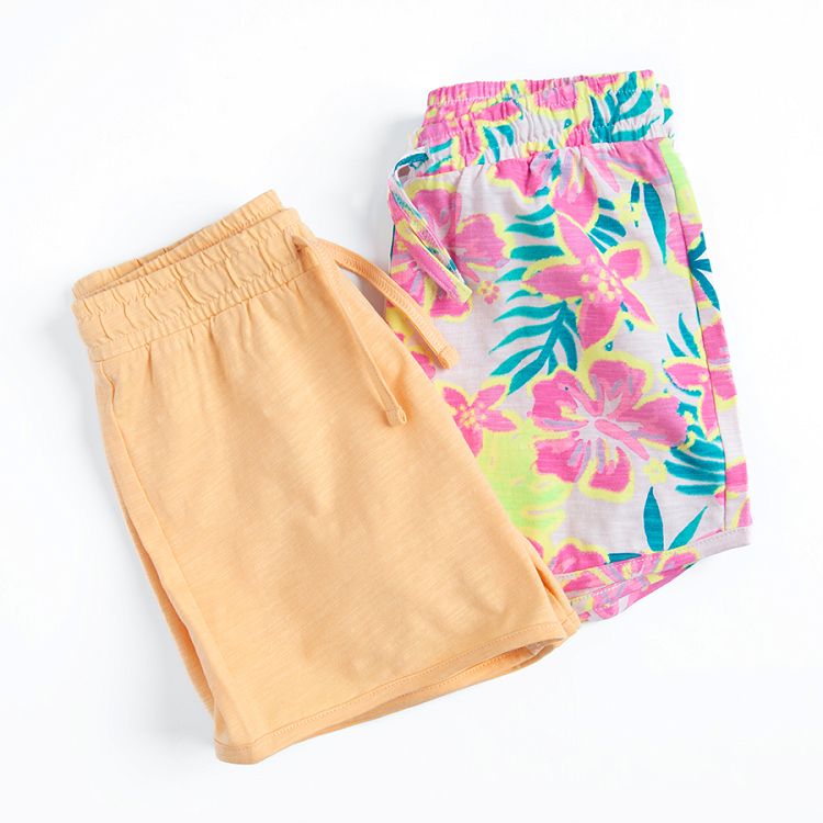 Yellow and floral shorts- 2 pack