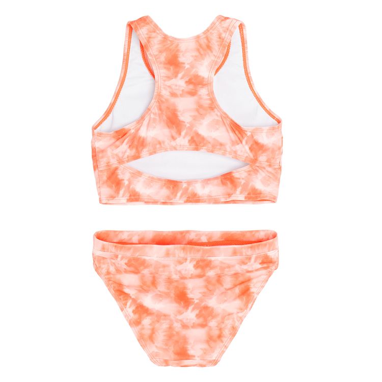 Orange bikini swim suit with Let the sea set you free print