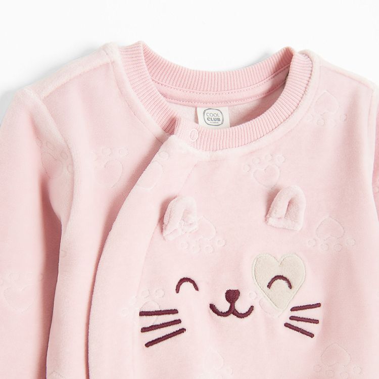 Pink button through sweatshirt with kitten print