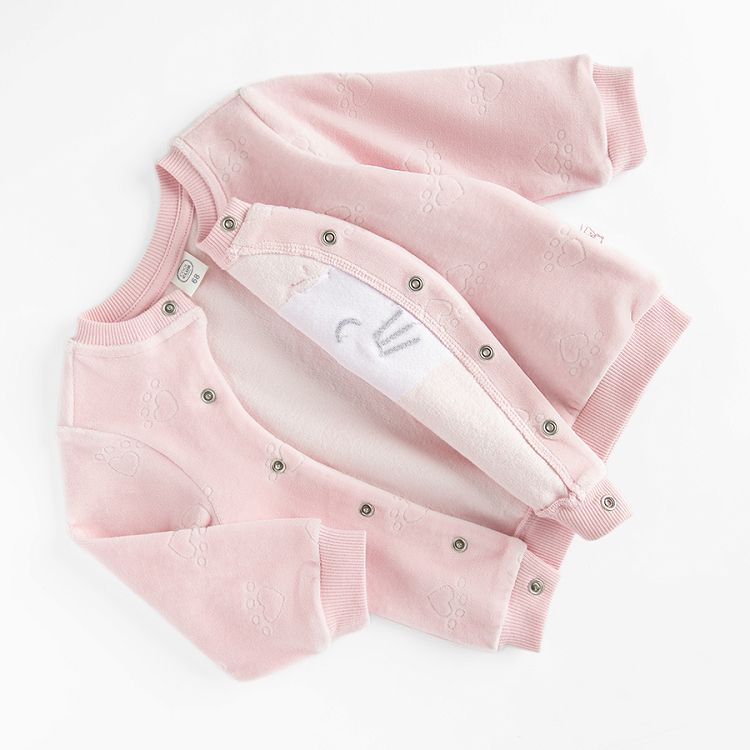 Pink zip through sweatshirt with kitten print