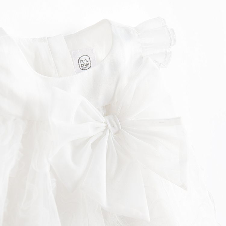 White short sleeve dress with bow on the side