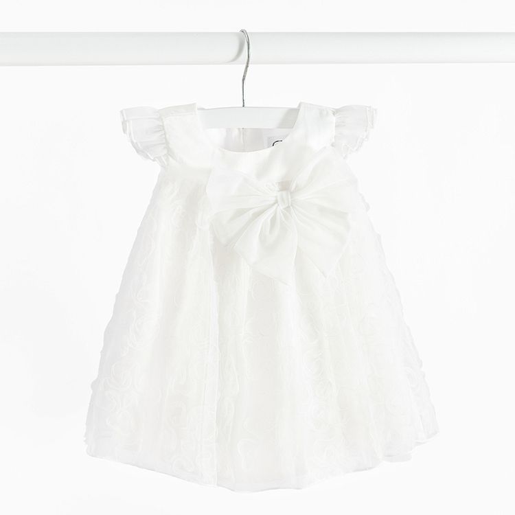 White short sleeve dress with bow on the side