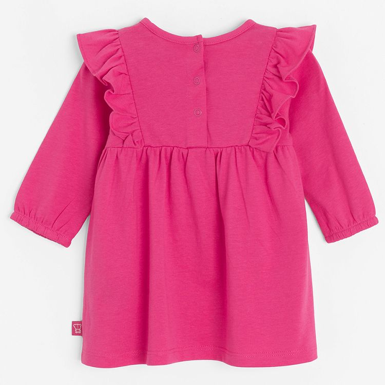 Fucshia long sleeve dress with ruffles