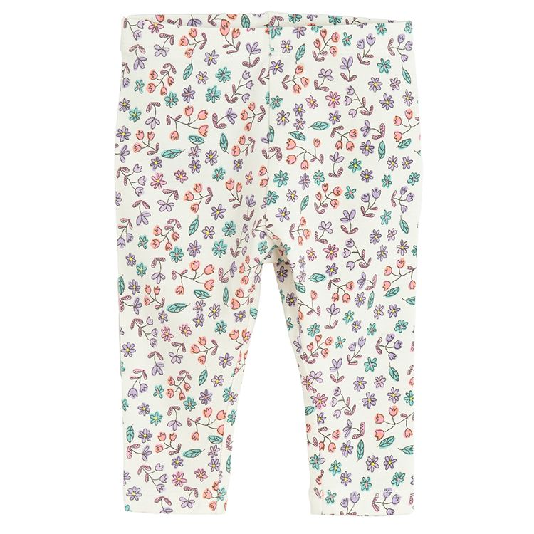 Mint, purple and floral leggings- 3 pack