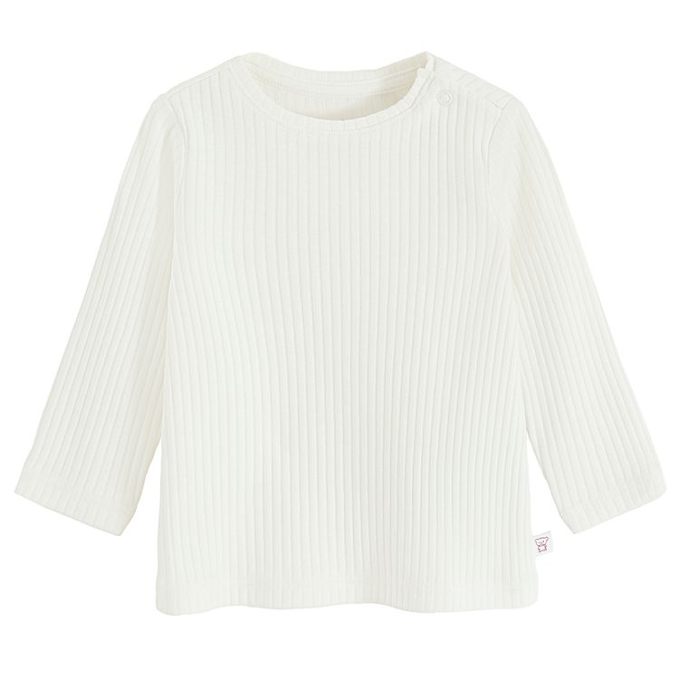 White long sleeve ribbed blouse