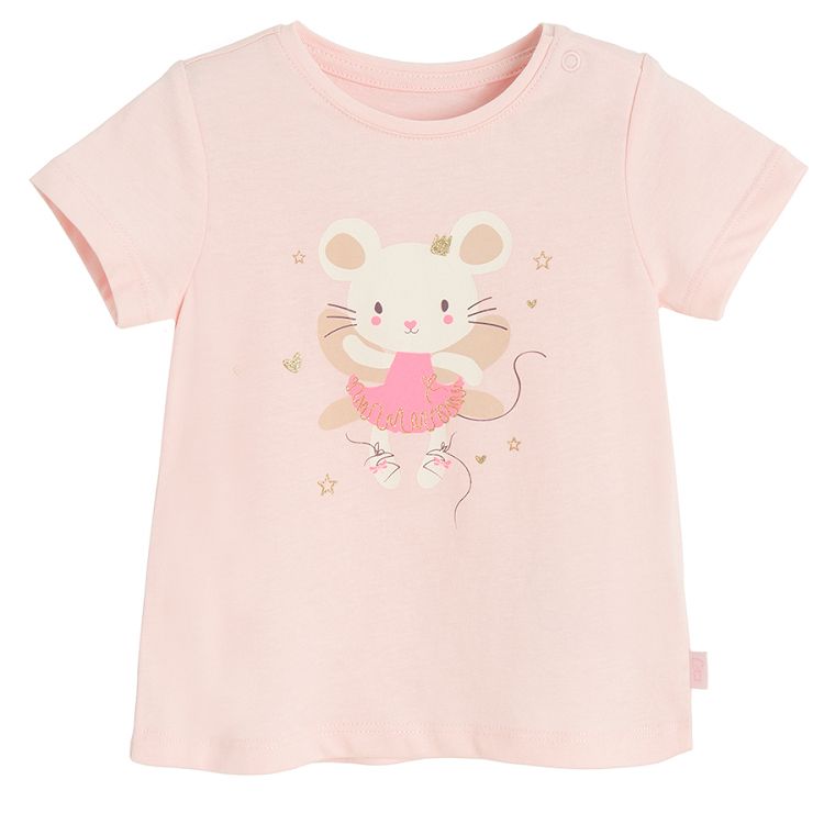 Pink T-shirt with animal ballerina print