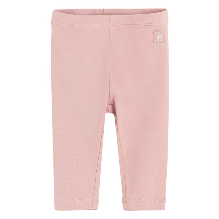 Pink and white with ballet shoes print leggings- 2 pack