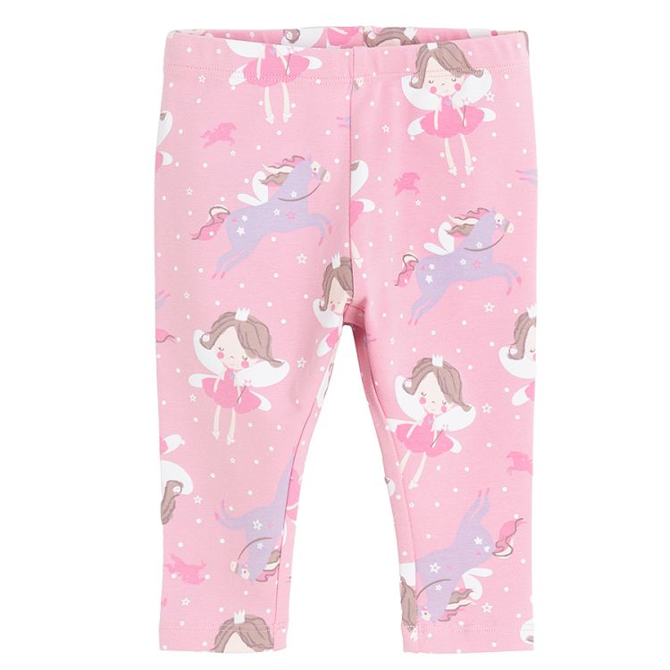 Pink leggings with princess print