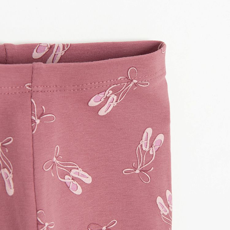 Dark pink leggings with ballet shoes print