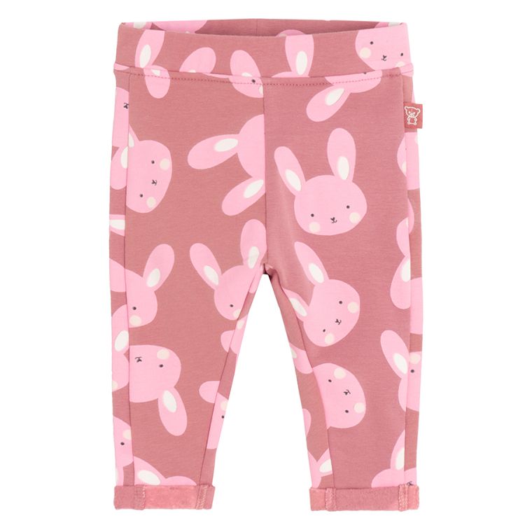 Warm pink jeggings with bunnies print