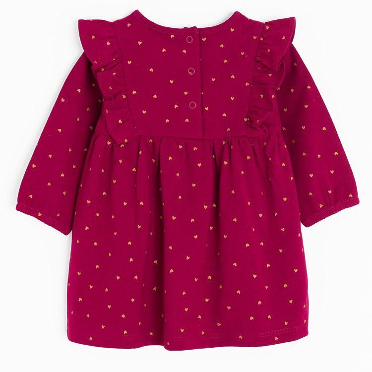 Burgundy polka dot long sleeve dress