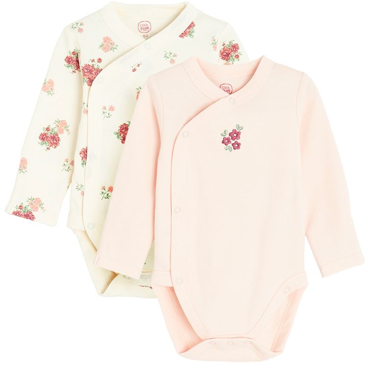 Floral and pink wrap long sleeve bodysuits- 2 pack