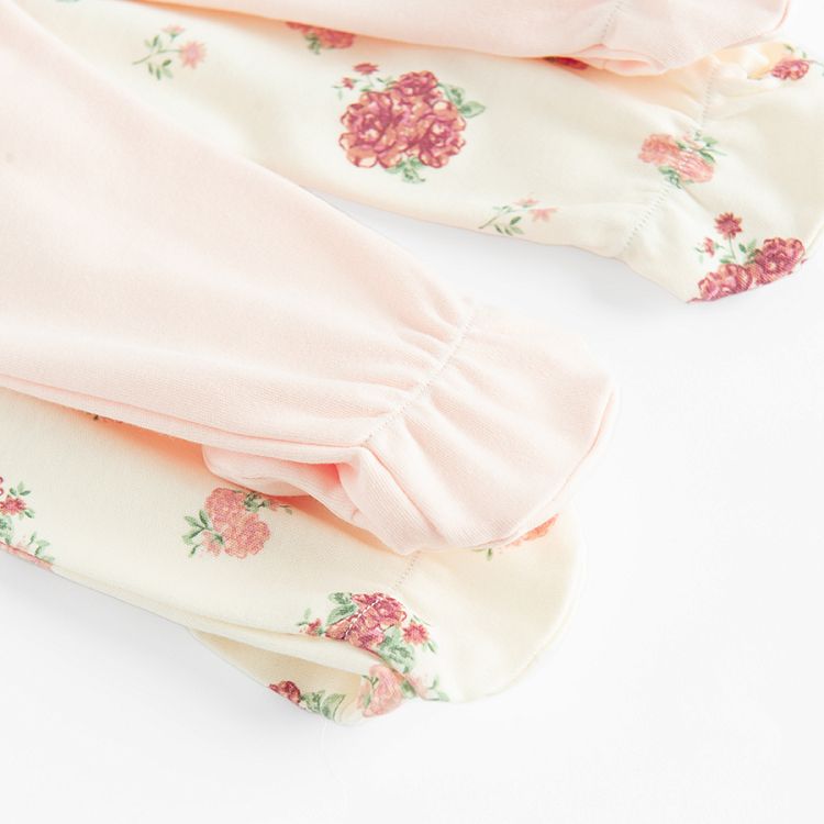 White and floral footed leggings- 2 pack