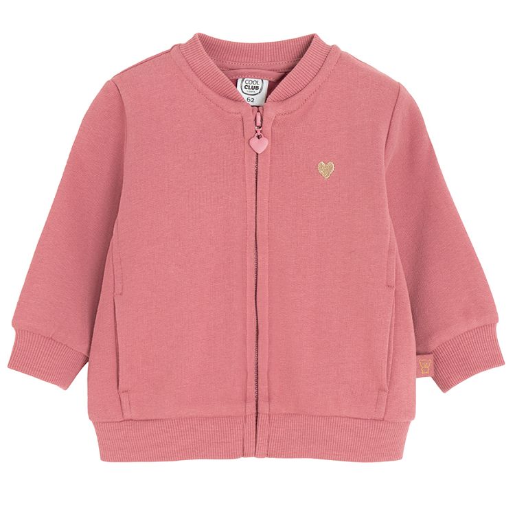 Warm pink zip through sweatshirt