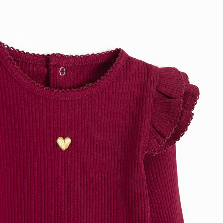 Burgundy long sleeve bodysuit