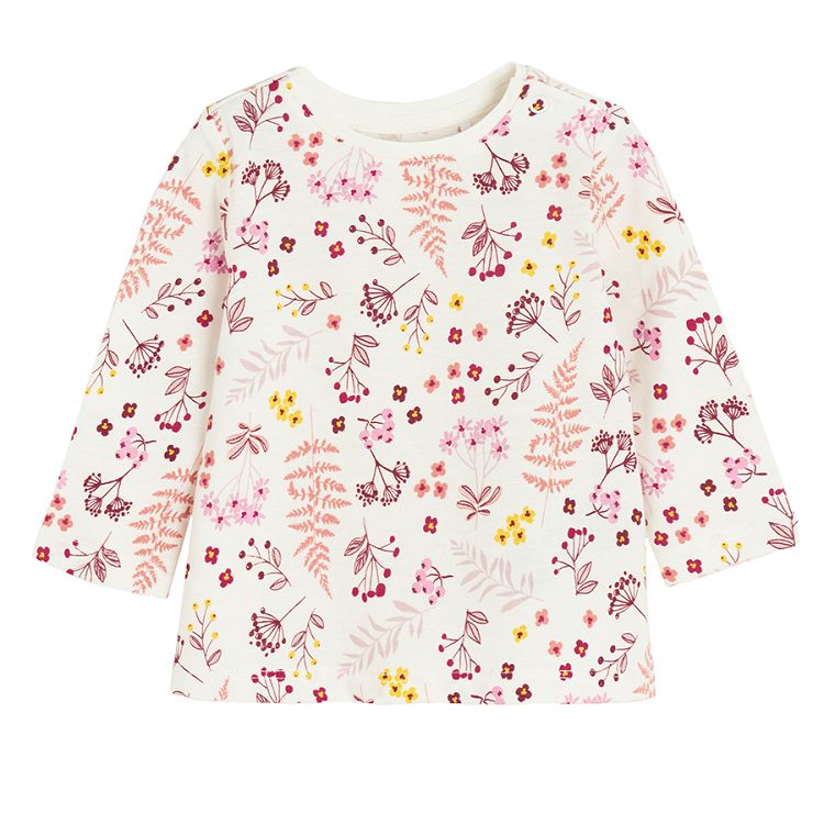 Floral, pink with fox print and fuchia blouses- 3 pack