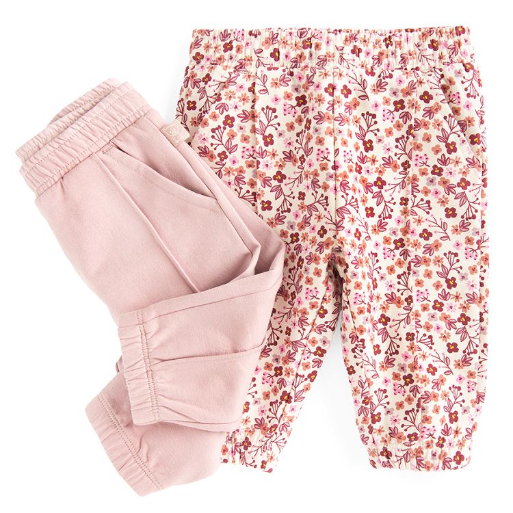 Floral and violet jogging pants- 2 pack