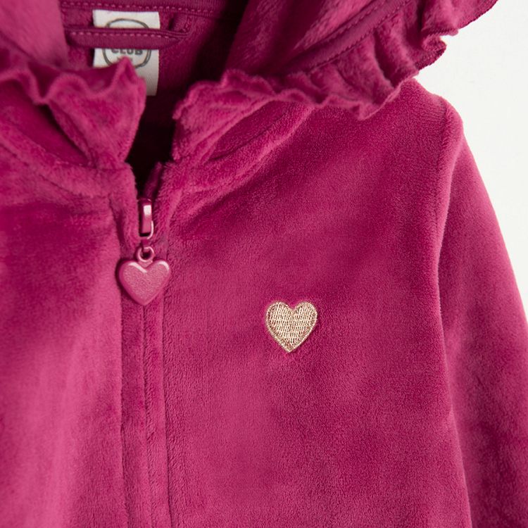 Burgundy hooded zip through sweatshirt