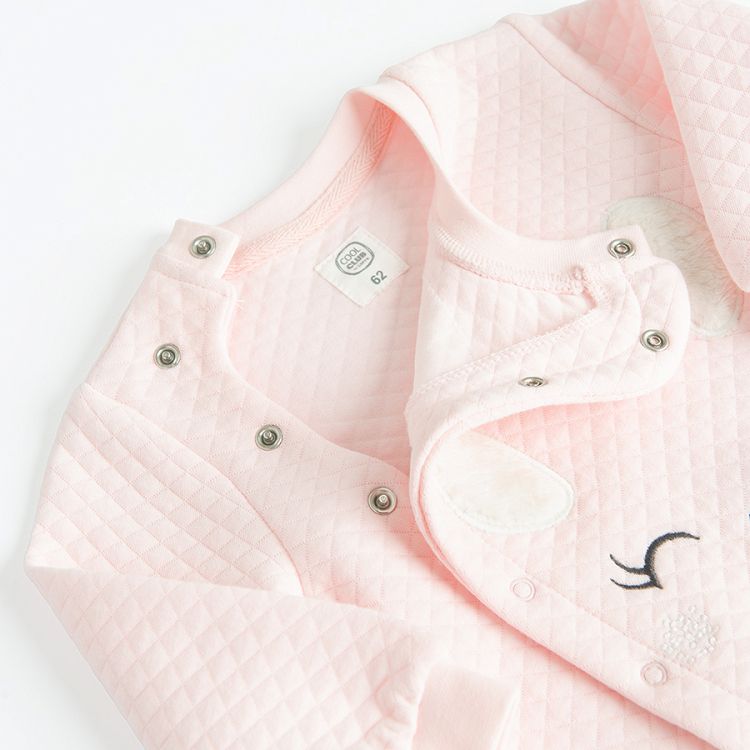 Pink footed overall with side buttons