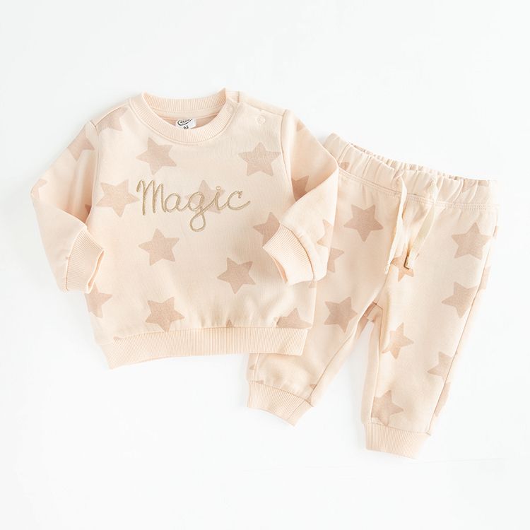 Pink jogging set with stars and Magic print