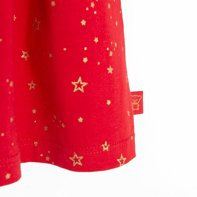 Red long sleeve dress with stars print