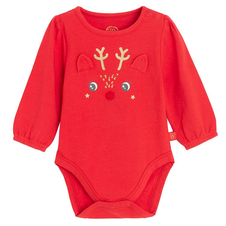 Red long sleeve raindeer print