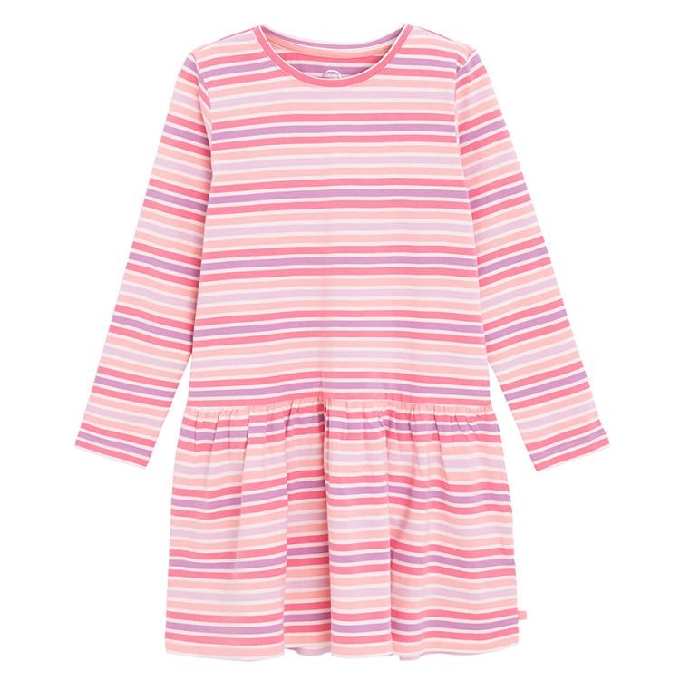 Stripped long sleeve casual dress