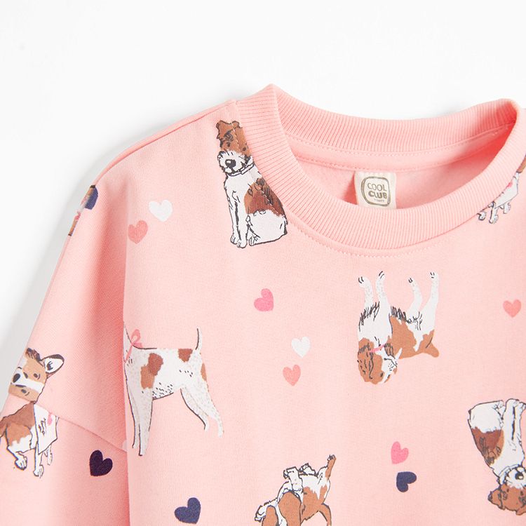 Pink sweatshirt with dogs print