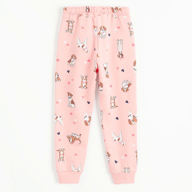 Pink jogging pants with dogs print