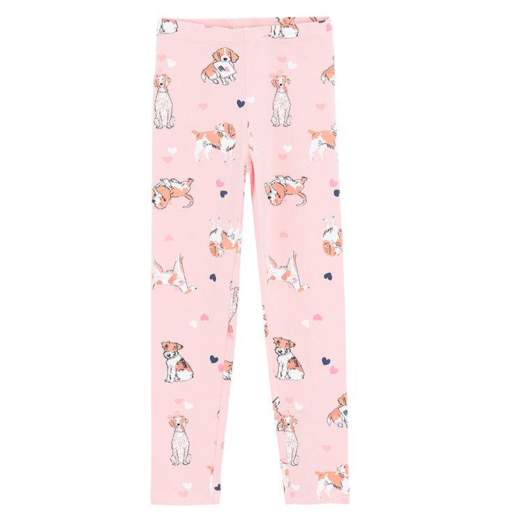 Pink leggings with dogs print