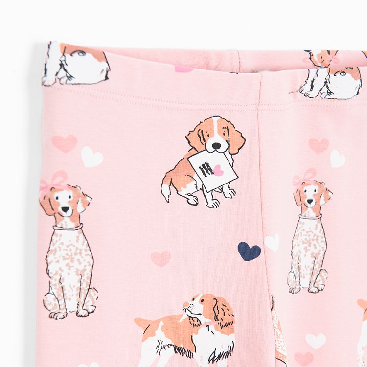 Pink leggings with dogs print