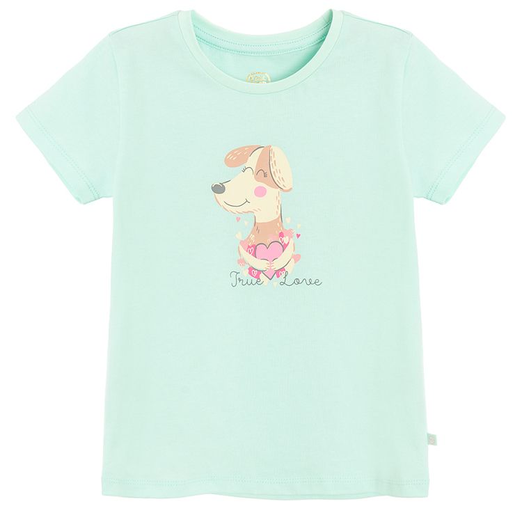 Light green T-shirt with dog print