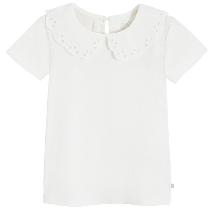 White T-shirt with round collar