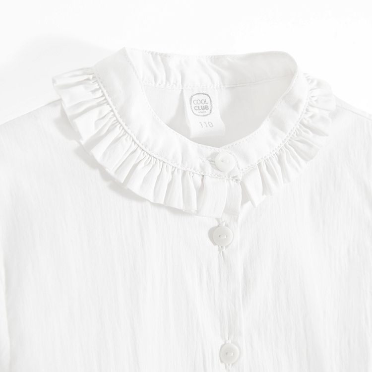 White button down classic shirt with mao collar