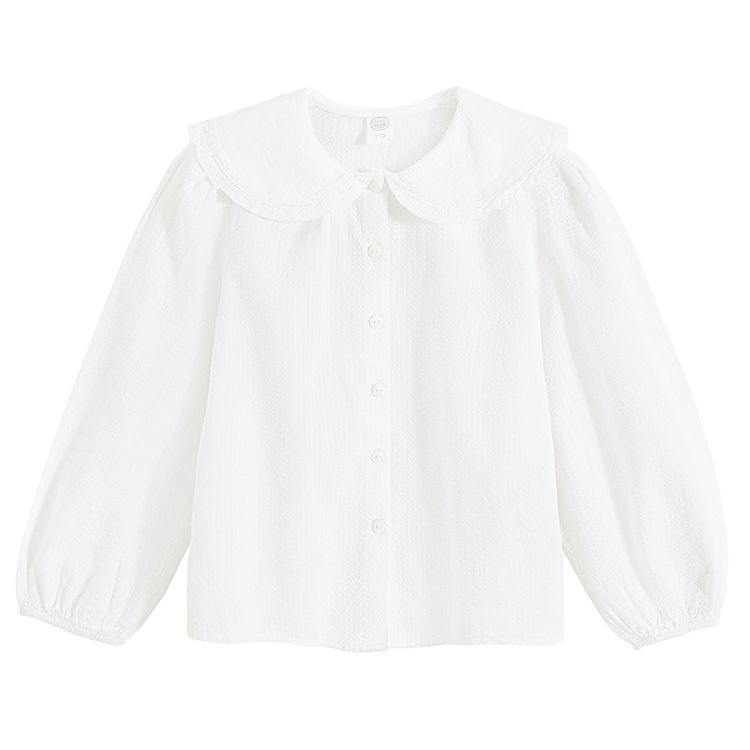 White button down classic shirt with wide collar