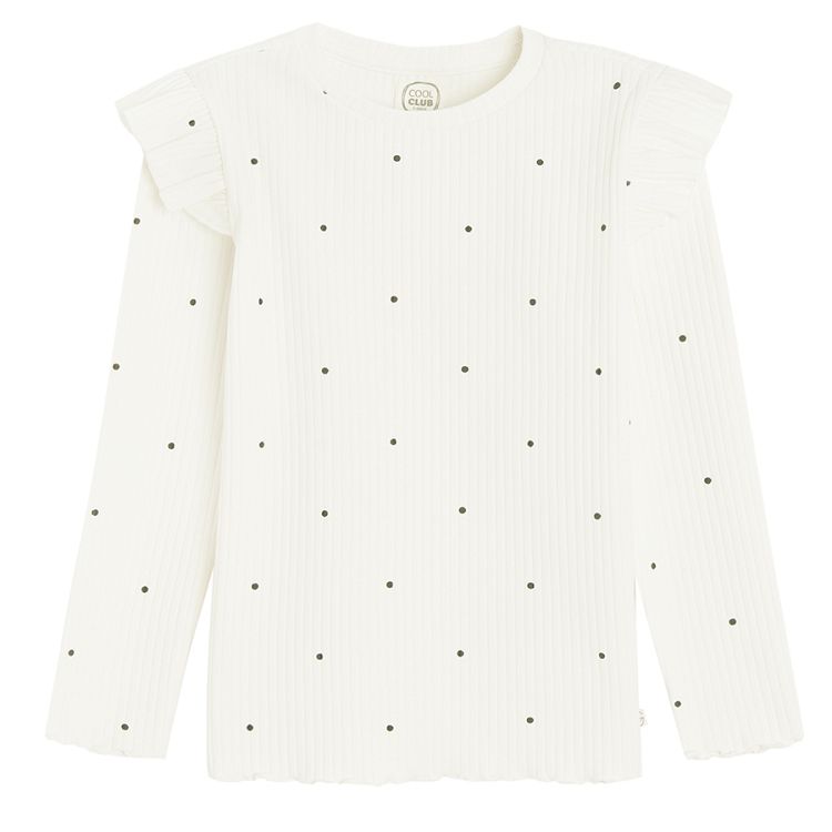 Burugunly and white polka dot long sleeve blouses - 2 pack