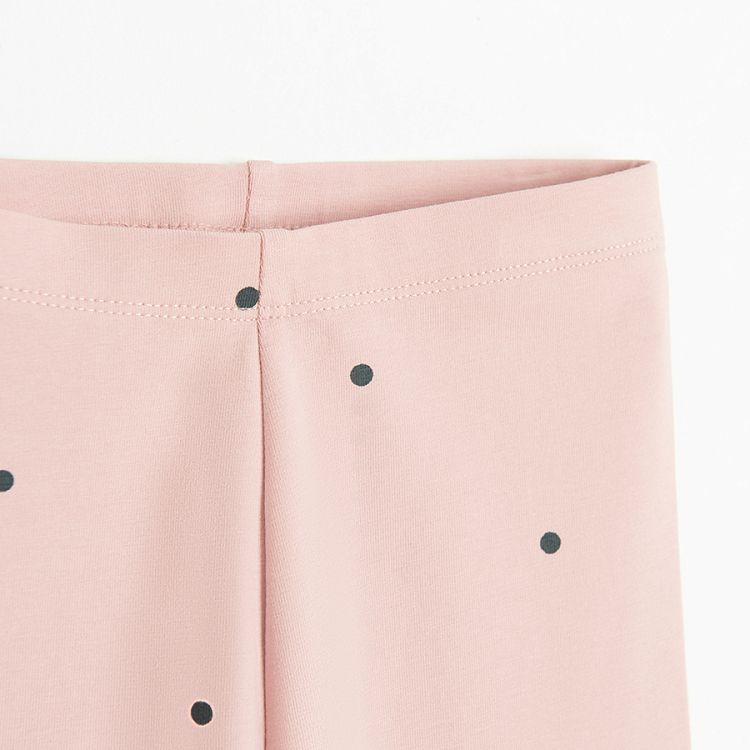 Pink polka dor leggings with swans print