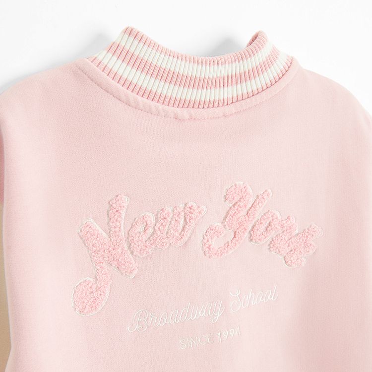 Pink with white sleeves sweatshirt with ballet shoes print