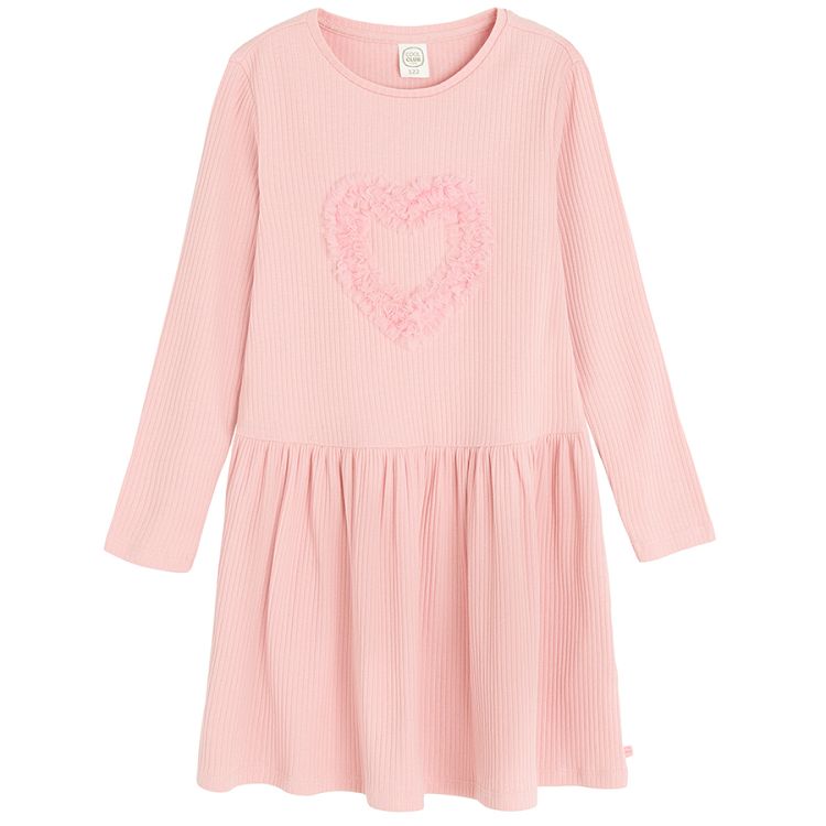 Dusty pink long sleeve dress with heart print