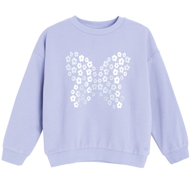 Purple sweatshirt with butterfly print