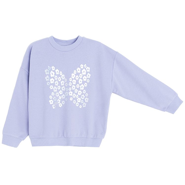 Purple sweatshirt with butterfly print