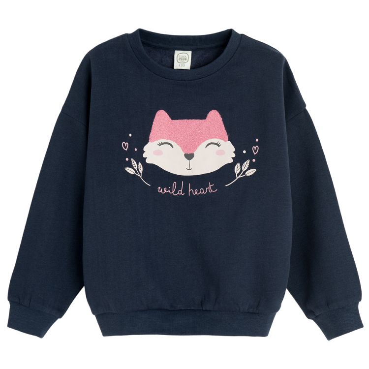 Dark blue sweatshirt with fox print